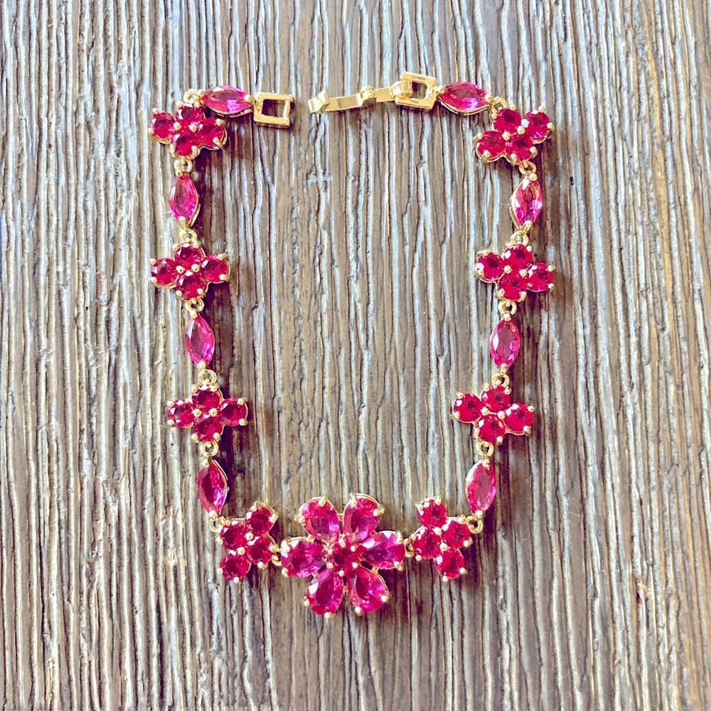 💗Lab Created Pink Sapphire Floral Bracelet💗